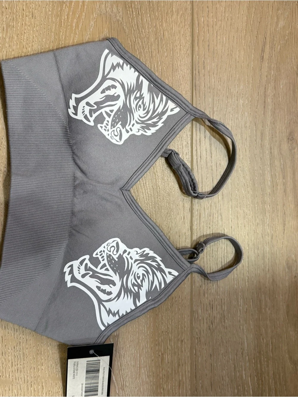Gray Women's Sports Bra with White Graphic